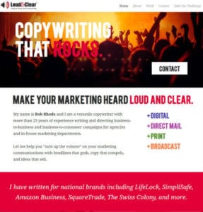 loud and clear freelance copywriting and consulting home page