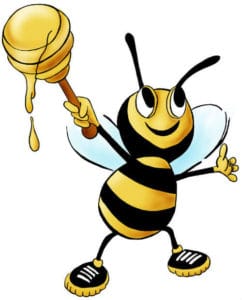 a cute cartoon illustration of a honey bee