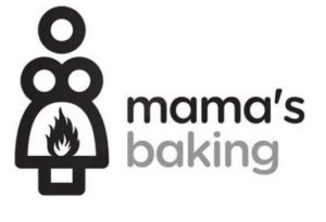 this logo for mama's baking appears to show a mama with big boobs and a fire crotch