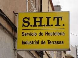 this logo for Servicio de Hosteleria Industrial de Terrassa has an acronym of SHIT