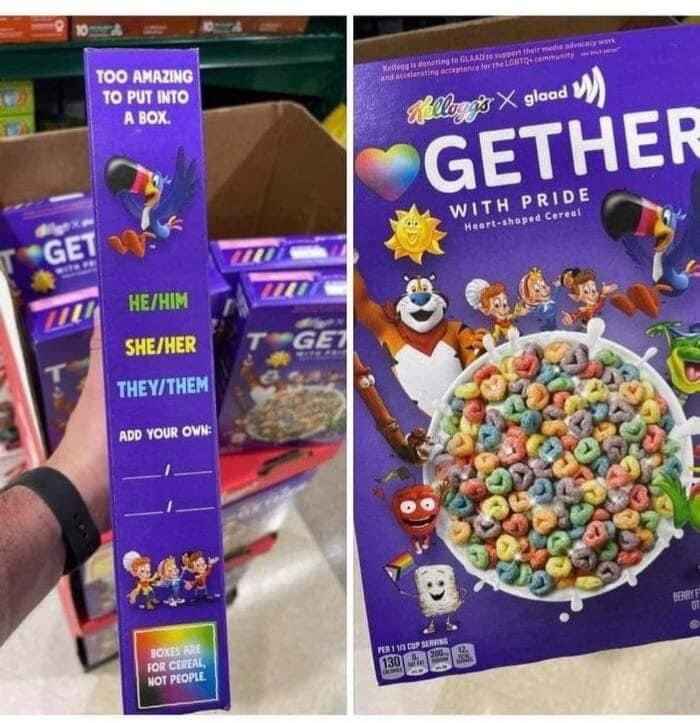 Kellogg's cereal box encourages children to choose their pronouns