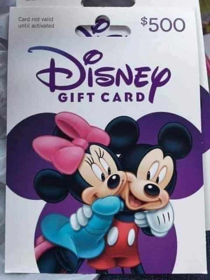 Look closely at this Disney gift card to see the penis shape of Minnie's dress