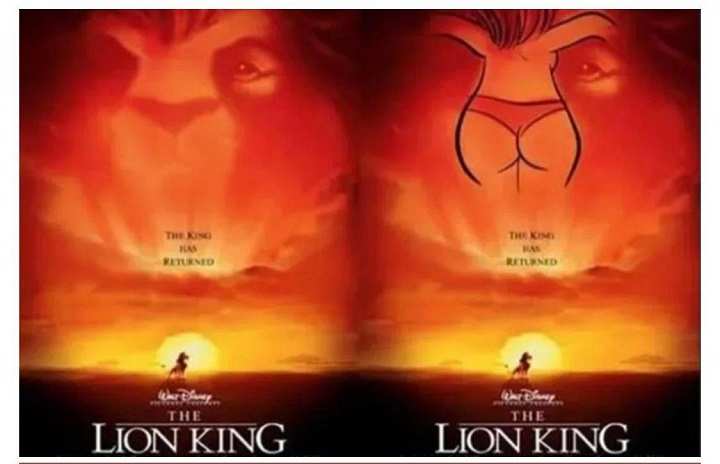 Promotional poster for Disney's The Lion King showing what looks to be the backside of a voluptuous woman