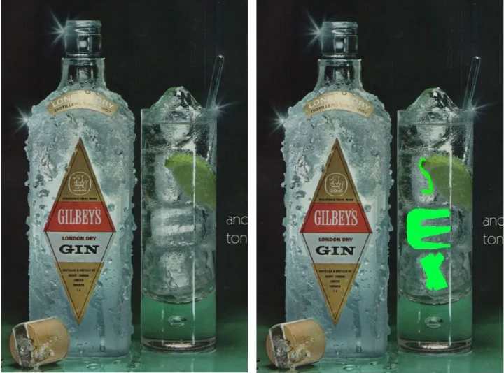 An ad for Gilbey's gin. Look for the word 