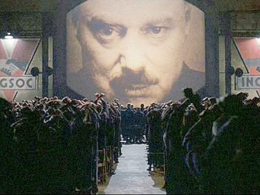 Big Brother looks upon citizens in George Orwell's dystopian masterpiece, 1984