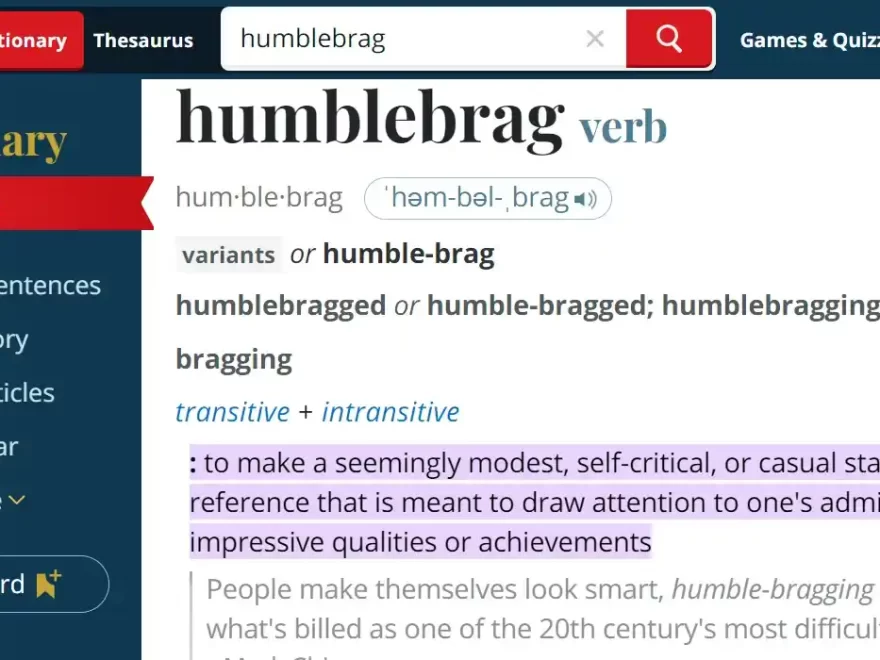 Humblebrag definition from Merriam-Webster dictionary